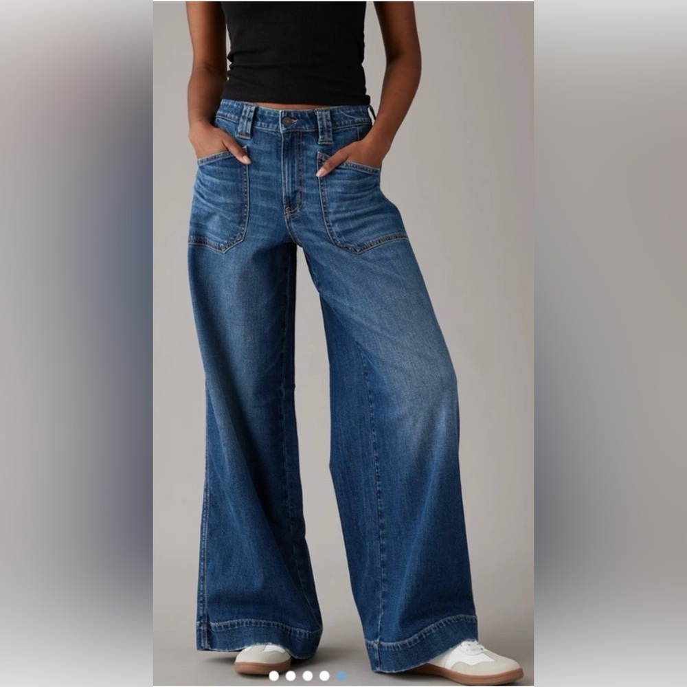 American Eagle Outfitters super High Rise Ultra Wide Leg Jeans 12 Regular
